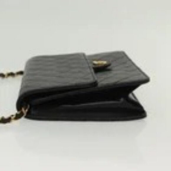 CHANEL Matelasse Chain Shoulder Bag Lamb Skin Black Gold CC Auth fm4823 - Picture 6 of 16